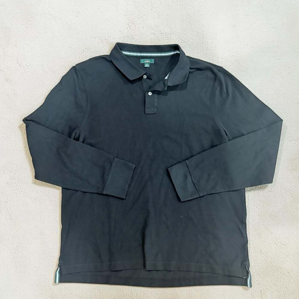 Vintage J.Crew Men's Long Sleeve Cotton Pique Polo Shirt, XL